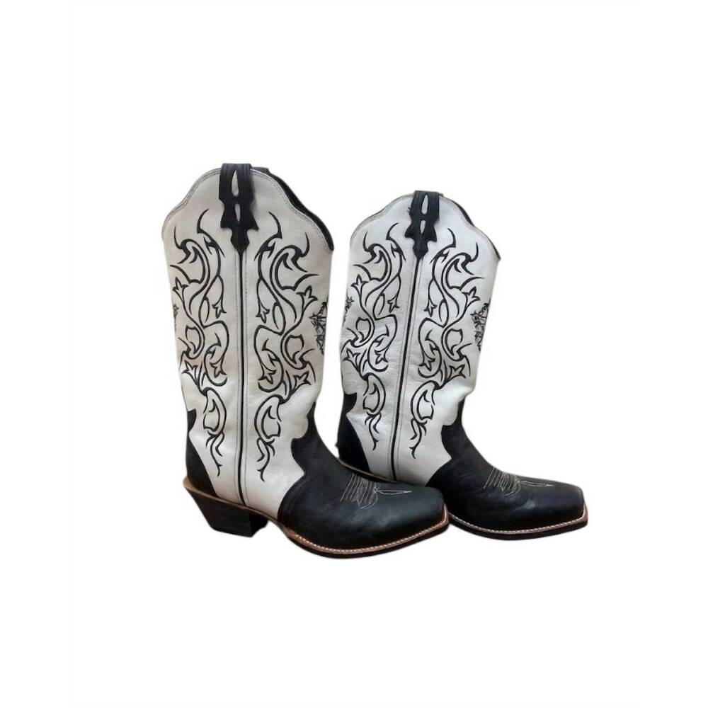 NEW TWISTED X women's steppin out western boots in black/white